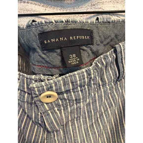 Banana Republic Mens Striped Cotton-Linen Shorts Size 38 - Picture 2 of 4